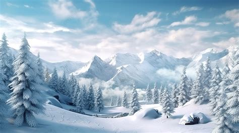 breathtaking winter wonderland close   mountains forest  snowy