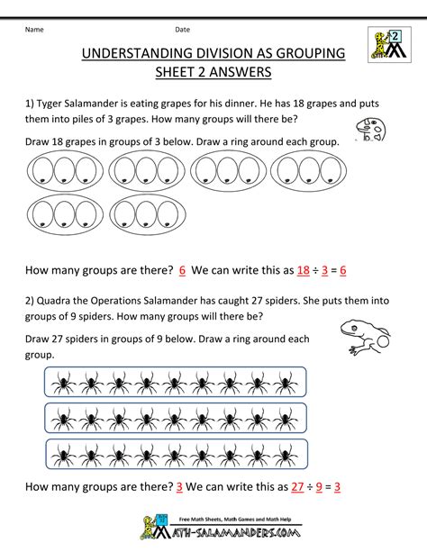 supported sheet   children learn   concept  division st grade writing