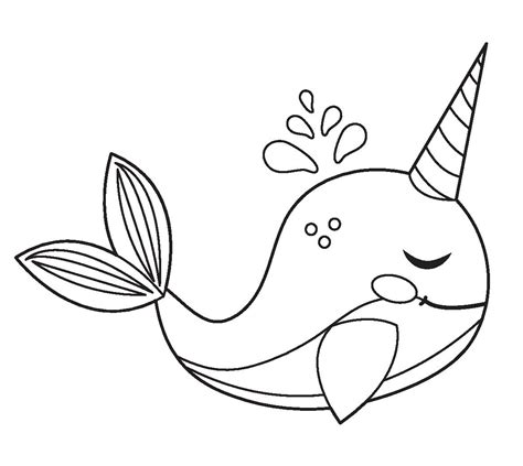 cute narwhal coloring page  printable coloring pages