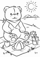 Picnic Teddy Bear Coloring Pages Bears Printable Color Print sketch template