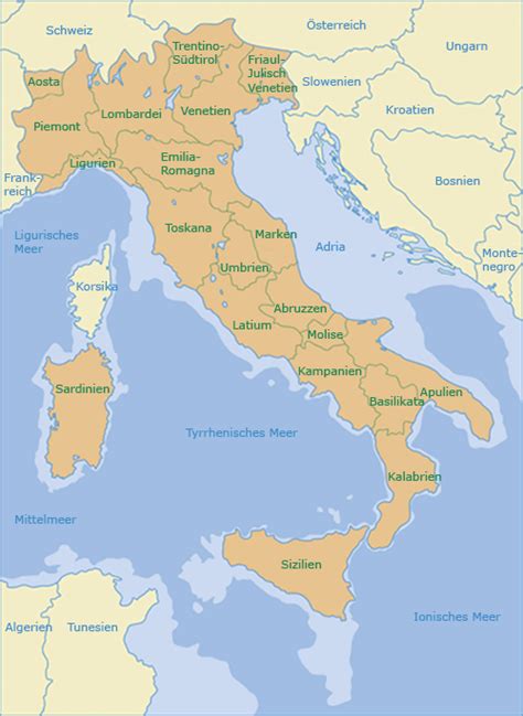 italien karte italien regionen