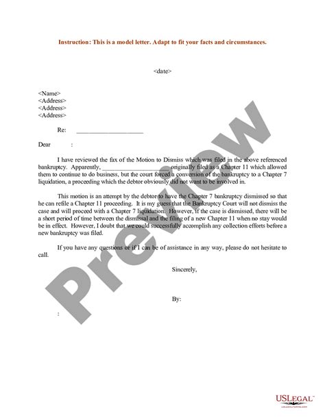 sample letter  motion  dismiss  referenced bankruptcy chapter