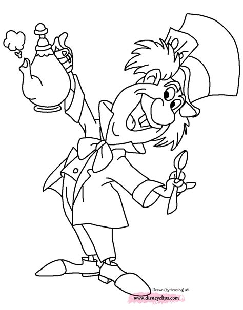 gambar alice wonderland coloring pages  disney book mad hatter