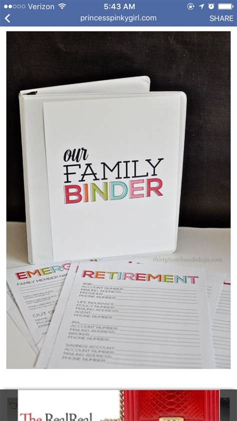 important documents family binder printables family binder family