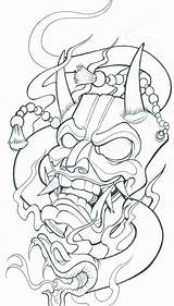 Mask Japanese Oni Drawing Tattoo Drawings Paintingvalley Designs sketch template