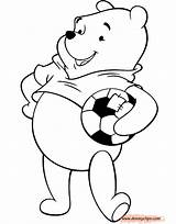 Pooh Coloring Soccer Winnie Football Holding Sports Pages Disneyclips Ball sketch template