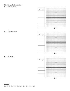 holt algebra  solving quadratic equations  graphing worksheet