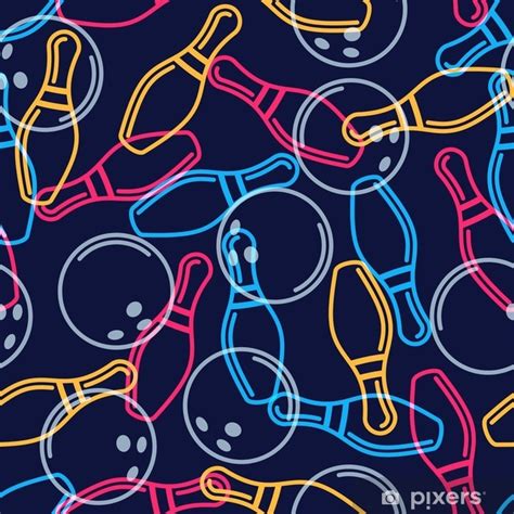 vector bowling seamless black pattern multicolor