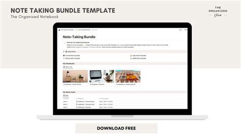 note  notion template bundle    organized notebook