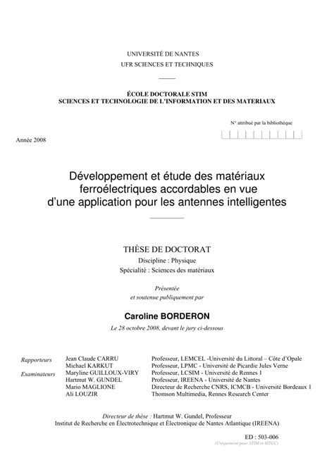 pdf développement et étude des matériaux ferroélectriques accordables en vue d une application
