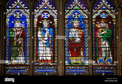 Medieval Gothic Stained Glass Window Showing The Kings Of