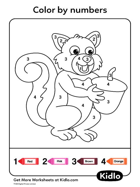 animal color  number coloring pages