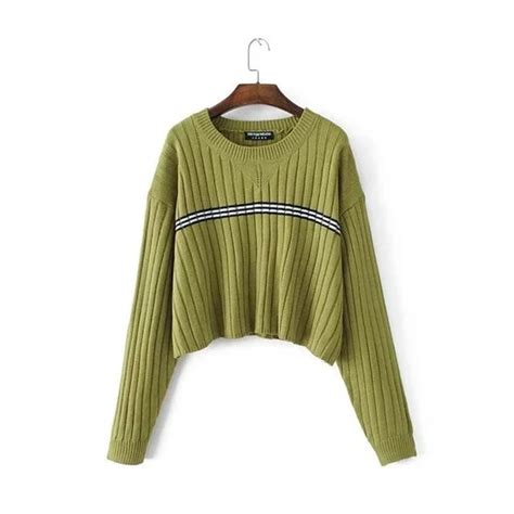 women s autumn winter knited sweater crop tops stripes