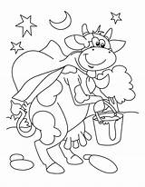 Cow Coloring Milking Pages Cartoon Color sketch template