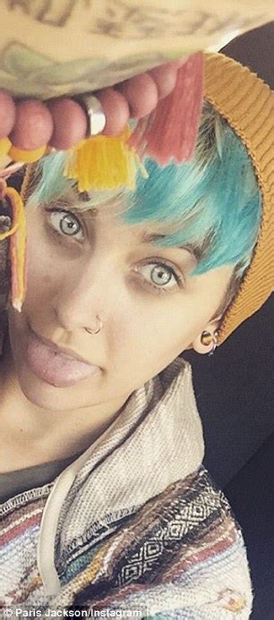 paris jackson shows off dyed blue hair to meet up with friends in