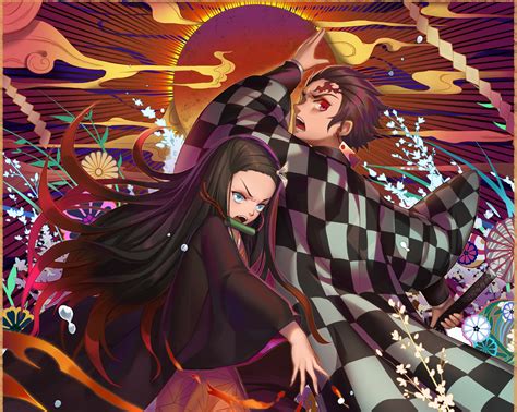 1302x1000 demon slayer kimetsu no yaiba art nezuko x tanjiro 1302x1000