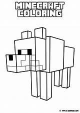 Minecraft Coloring Printable Wolf Tamed Dog Creeper Characters Enderman Chicken sketch template