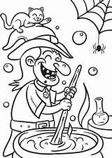 Halloween Coloring Witch Stew Print Kids Witches sketch template