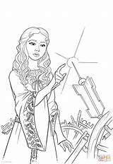 Coloring Wheel Spinning Aurora Pages Princess Pricks Finger sketch template