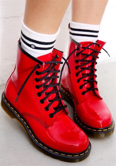 dr martens red patent   eye boots dolls kill