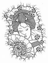 Geisha Coloring Tattoo Pages Adult Stencil Japanese Adults Da Drawings Tattoos Colouring Stencils Drawing Designs Uncolored Book Ara Google Choose sketch template