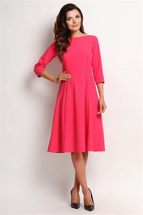 Pink Elegant Classic 3 4 Sleeves Midi Dress Walmart Canada
