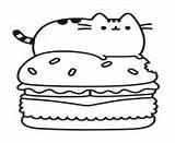 Coloring Pages Pusheen Food Hamburger Printable Color Print Info sketch template