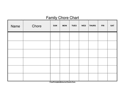printable family chore charts chore chart template family chore