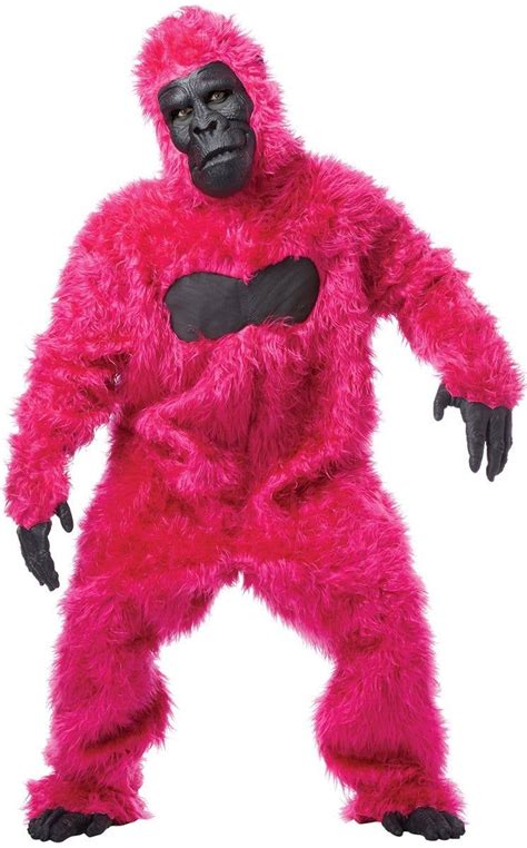 Furry Hot Pink Gorilla Suit Jumpsuit Adult S Deluxe Ape Costume