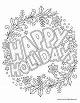 Coloring Christmas Pages Adult Holidays Happy Holiday Printable Colouring Kids Print Beautiful Book Winter Woojr Adults Sheets Color Activities Easy sketch template