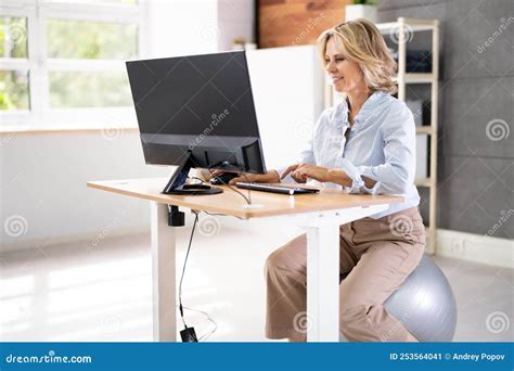 correct posture  desk  office stock image image  manager elder