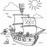 Coloring Pirate Ship Pages Kids Drawing Pearl Crew Simple Printable Clear Sea Its Thermometer Pirates Treasure Chest Color Sunken Print sketch template