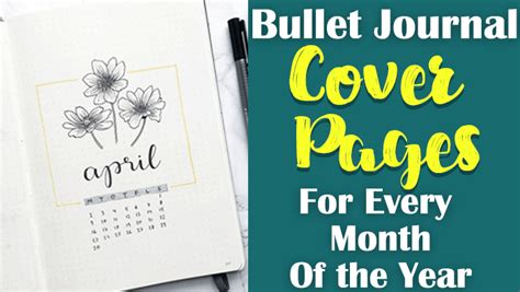 beautiful bullet journal cover page ideas   month   year