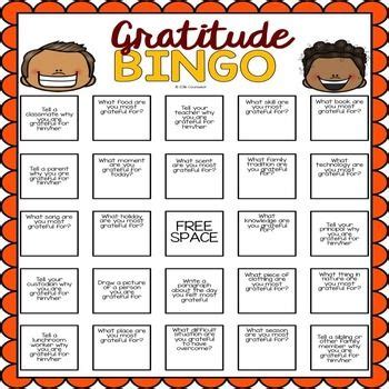 gratitude bingo challenge elementary school counseling thanksgiving