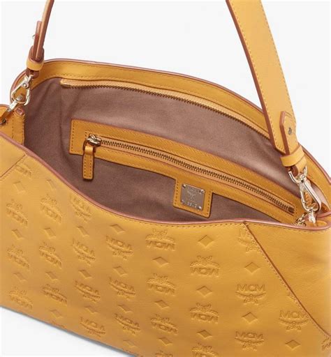 Medium Klara Shoulder Bag In Monogram Leather Golden Mango Mcm® Us
