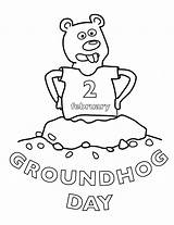 Coloring February Pages Groundhog Kids sketch template
