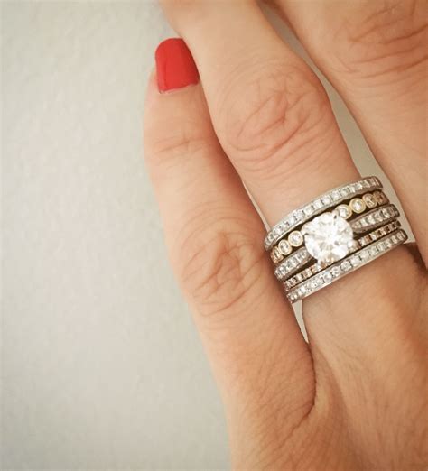 Ring Stack Engagement Ring And Wedding Bands Stackable Rings Mixed