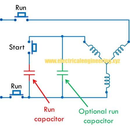 start  phase motor  single phase supply circuit diagram electrical engineering xyz