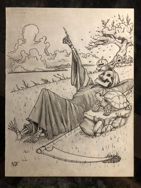 resting death inkpencil drawing im putting   show  halloween drawing