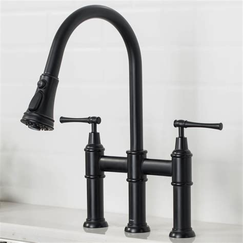 allyn transitional bridge kitchen faucet  pull  sprayhead