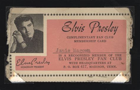 Lot Detail Elvis Presley Original Fan Club Membership Card And Post Card