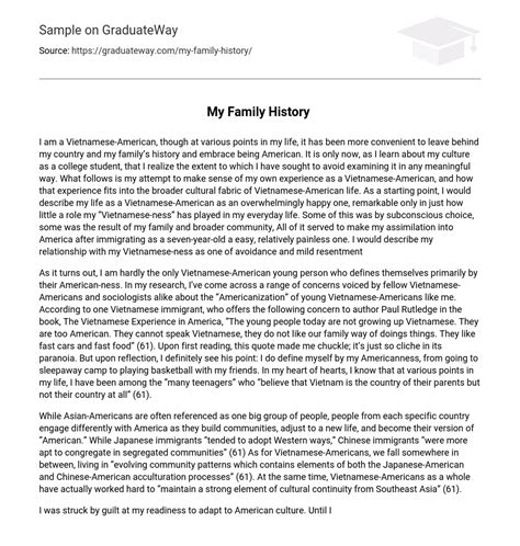 family history  words  essay   graduateway