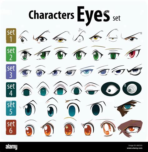 set  cartoon characters   eyes stock vector image art alamy
