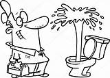 Cartoon Plumber Geyser Toilet Admiring Drawing Vector Getdrawings Depositphotos sketch template