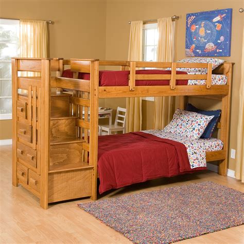 heartland twin  twin bunk bed  stairs kids storage beds
