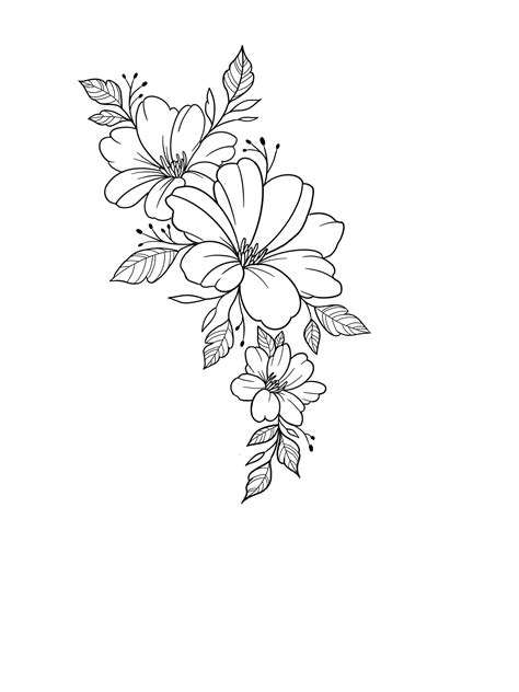 Black And White Floral Tattoo Design
