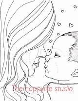 Coloring Baby Mom sketch template