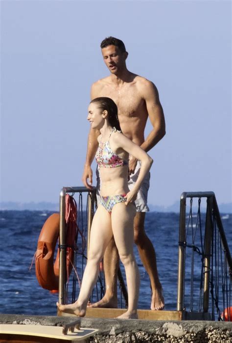 Lily Collins Bikini Candids Beach In Ischia Italy 07 17