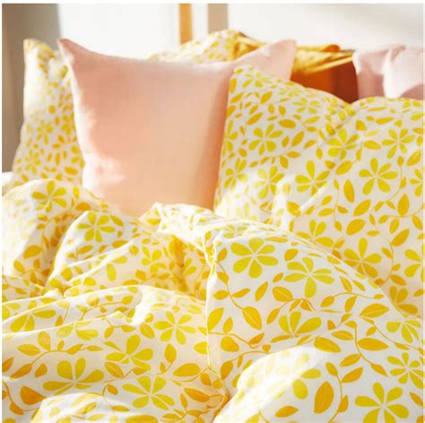 Ikea Juvelblomma Queen Full Duvet Cover Pillowcases Set Yellow Bold
