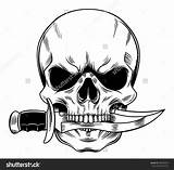 Skull Cool Drawings Knife Skulls Drawing Easy Paintingvalley Vector Shutterstock Scary sketch template